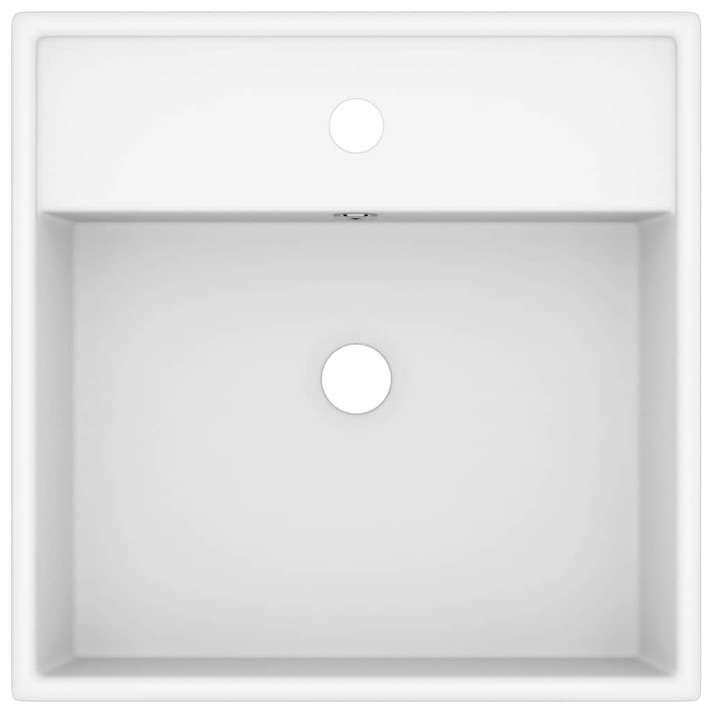 146943 vidaXL Luxury Basin Overflow Square Matt White 41x41 cm Ceramic