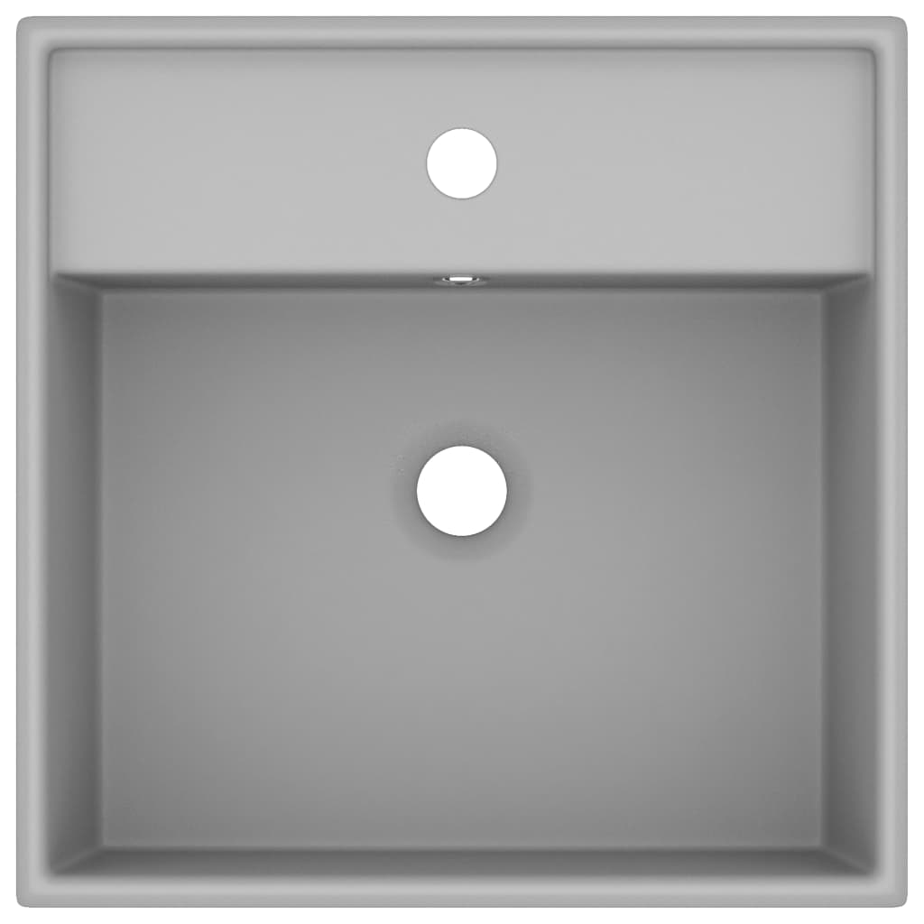 Luxury Basin Overflow Square Matt Light Grey 41x41 cm Ceramic