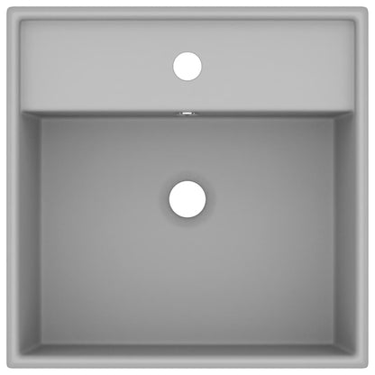 Luxury Basin Overflow Square Matt Light Grey 41x41 cm Ceramic