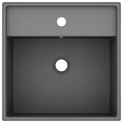 Luxury Basin Overflow Square Matt Dark Grey 41x41 cm Ceramic