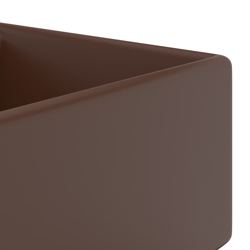 146951 vidaXL Luxury Basin Overflow Square Matt Dark Brown 41x41 cm Ceramic