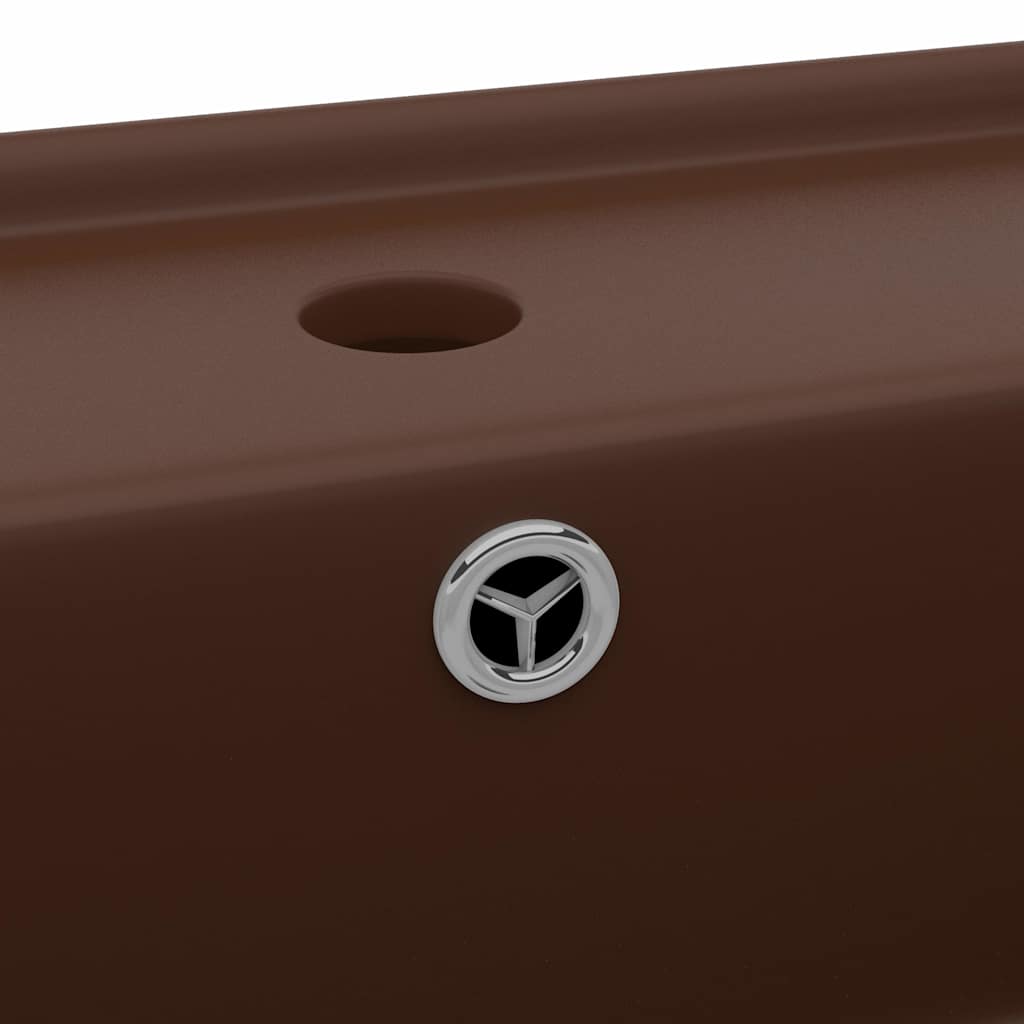 146951 vidaXL Luxury Basin Overflow Square Matt Dark Brown 41x41 cm Ceramic