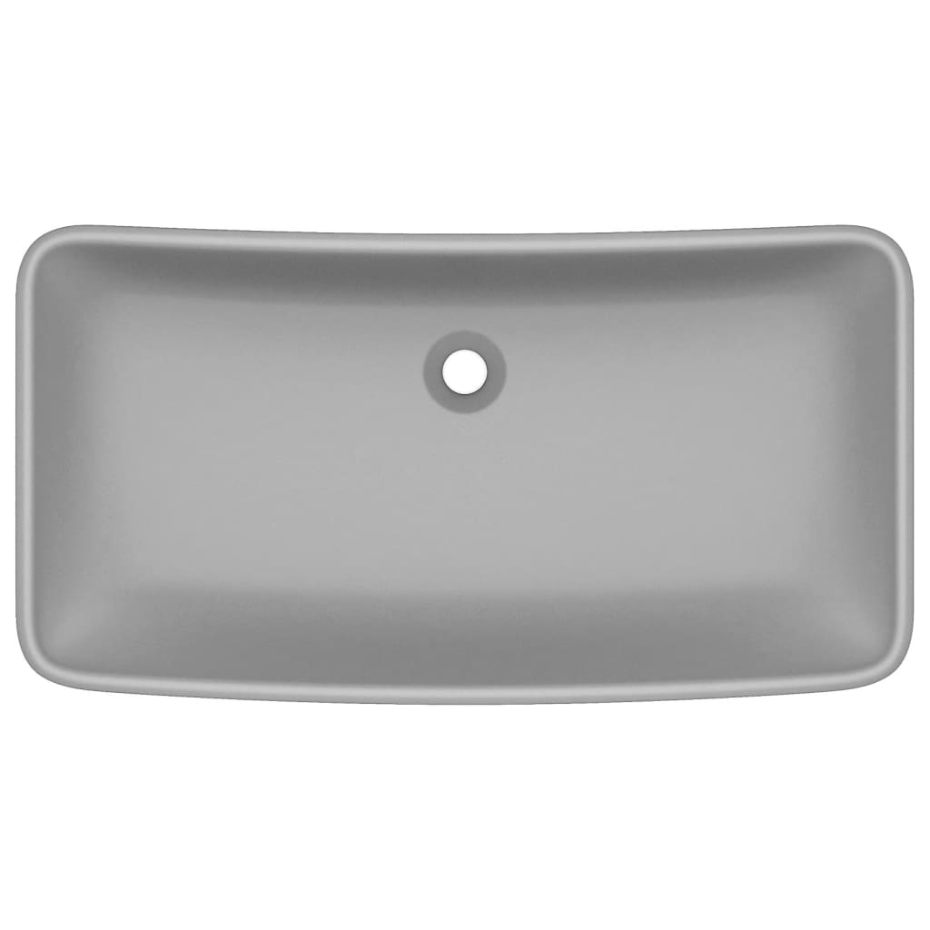 Luxury Basin Rectangular Matt Light Grey 71x38 cm Ceramic