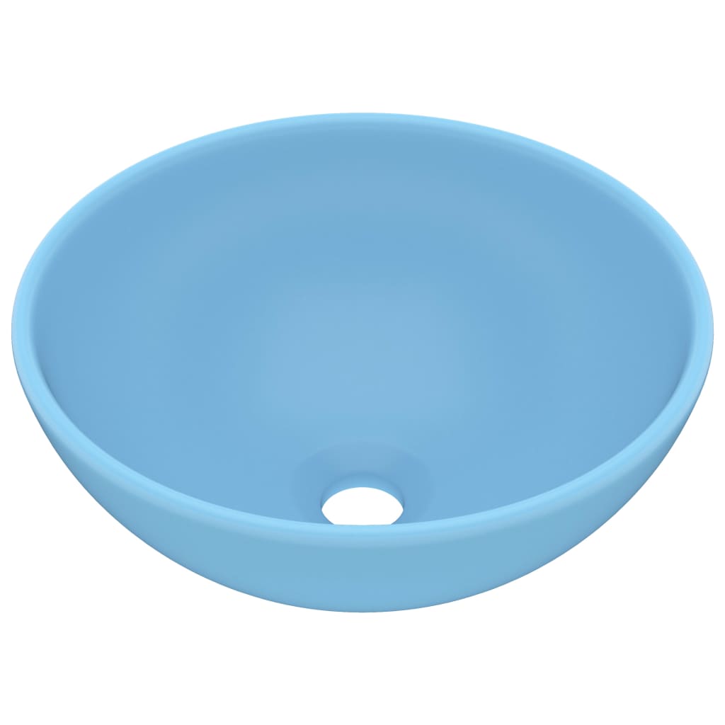 146967 vidaXL Luxury Bathroom Basin Round Matt Light Blue 32,5x14 cm Ceramic