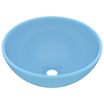 146967 vidaXL Luxury Bathroom Basin Round Matt Light Blue 32,5x14 cm Ceramic