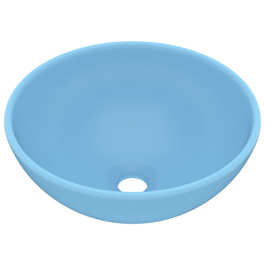 Luxury Bathroom Basin Round Matt Light Blue 32.5x14 cm Ceramic