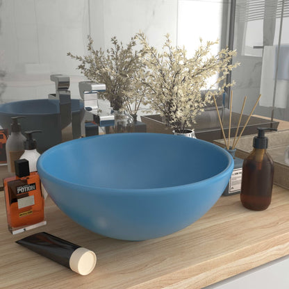 146967 vidaXL Luxury Bathroom Basin Round Matt Light Blue 32,5x14 cm Ceramic