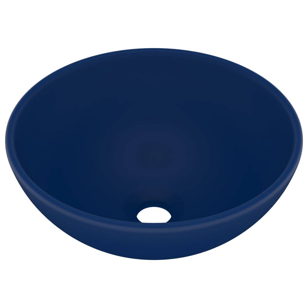 Luxury Bathroom Basin Round Matt Dark Blue 32.5x14 cm Ceramic