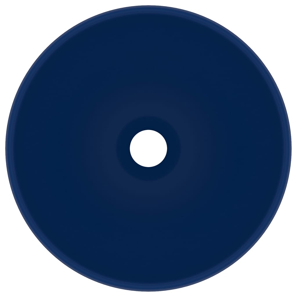 Luxury Bathroom Basin Round Matt Dark Blue 32.5x14 cm Ceramic