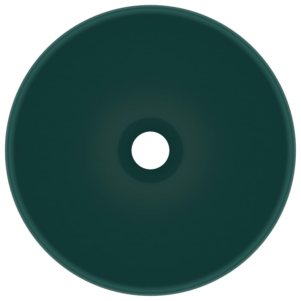 Luxury Bathroom Basin Round Matt Dark Green 32.5x14 cm Ceramic