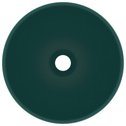 Luxury Bathroom Basin Round Matt Dark Green 32.5x14 cm Ceramic