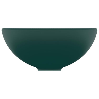 Luxury Bathroom Basin Round Matt Dark Green 32.5x14 cm Ceramic