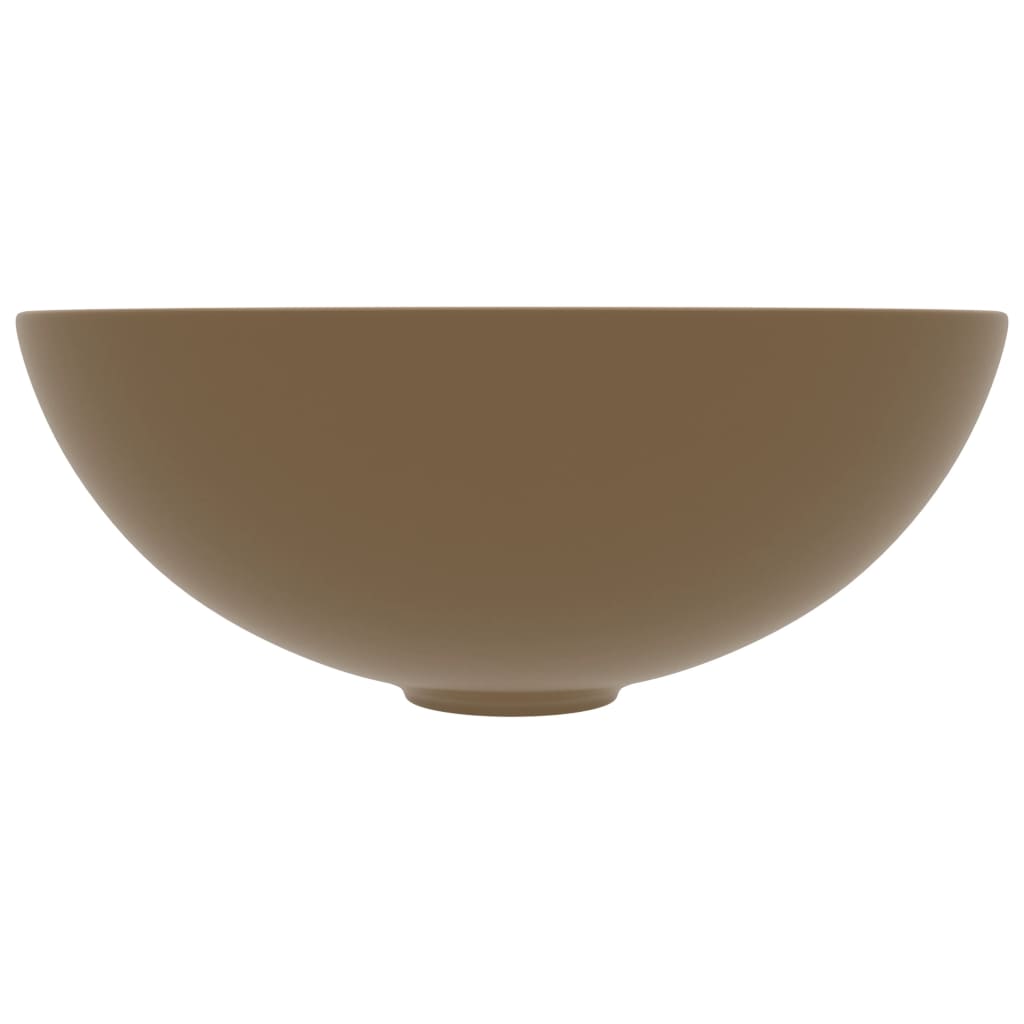 Bathroom Sink Ceramic Matt Cream Round