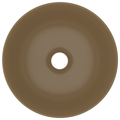 Bathroom Sink Ceramic Matt Cream Round