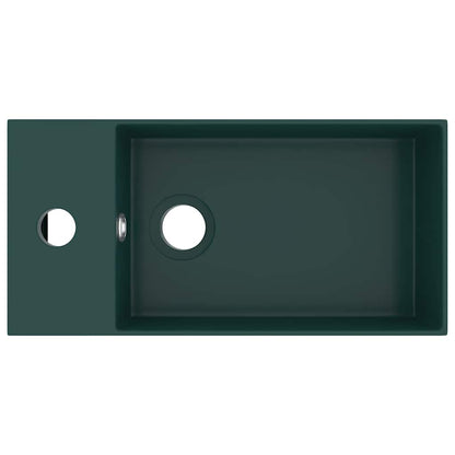 146992 vidaXL Bathroom Sink with Overflow Ceramic Dark Green
