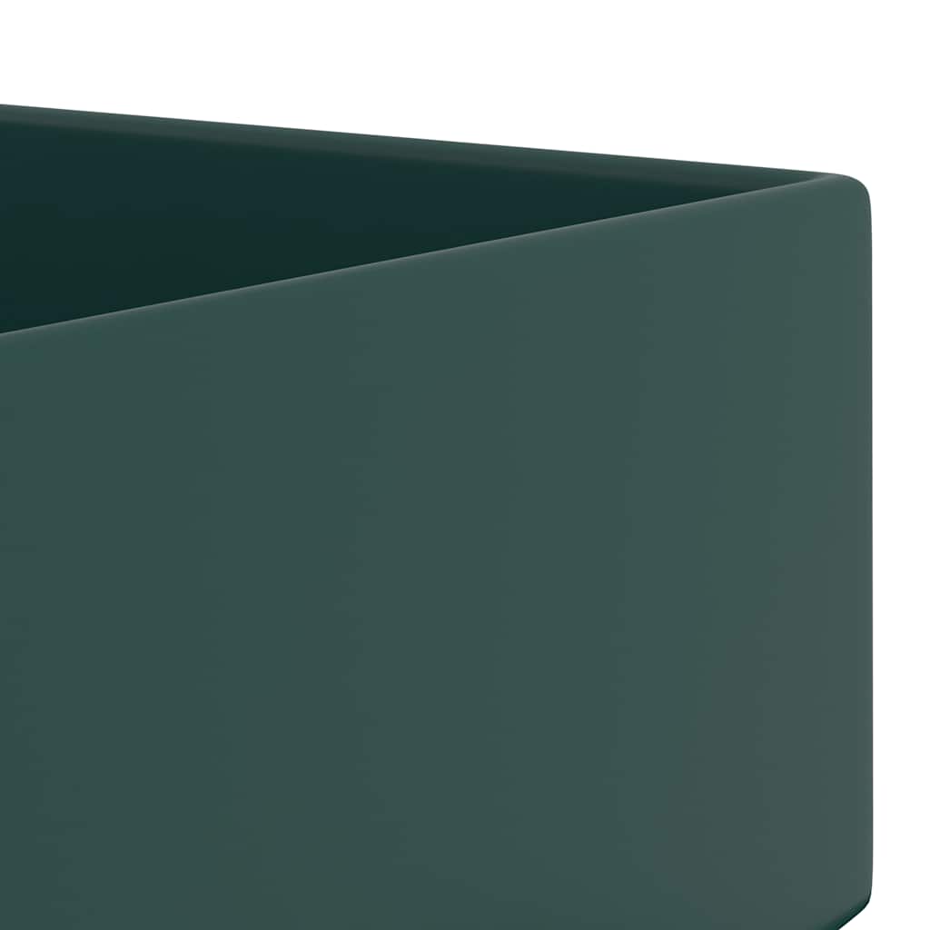146992 vidaXL Bathroom Sink with Overflow Ceramic Dark Green