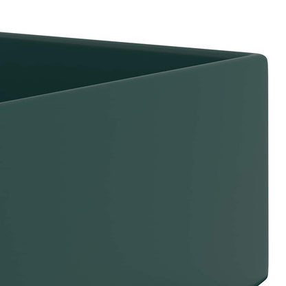 146992 vidaXL Bathroom Sink with Overflow Ceramic Dark Green