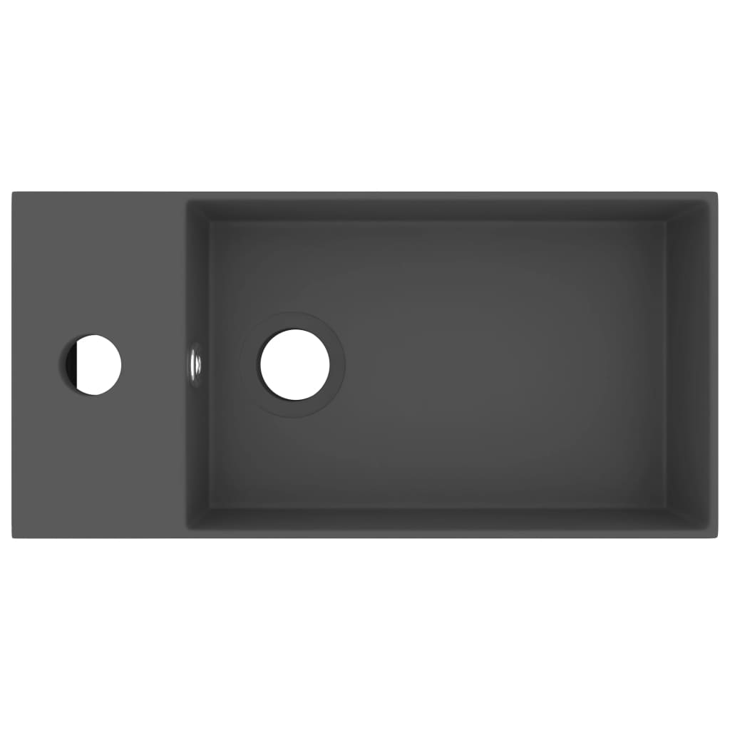 Bathroom Sink with Overflow Ceramic Dark Grey