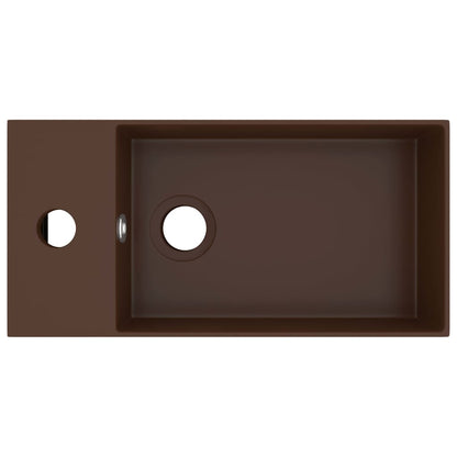 Bathroom Sink with Overflow Ceramic Dark Brown