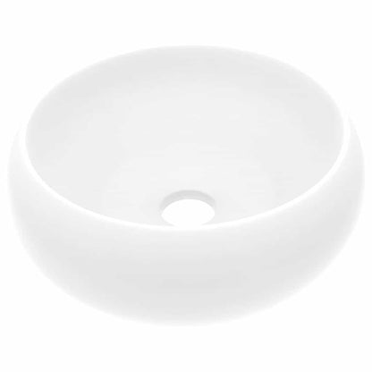 Luxury Wash Basin Round Matt White 40x15 cm Ceramic