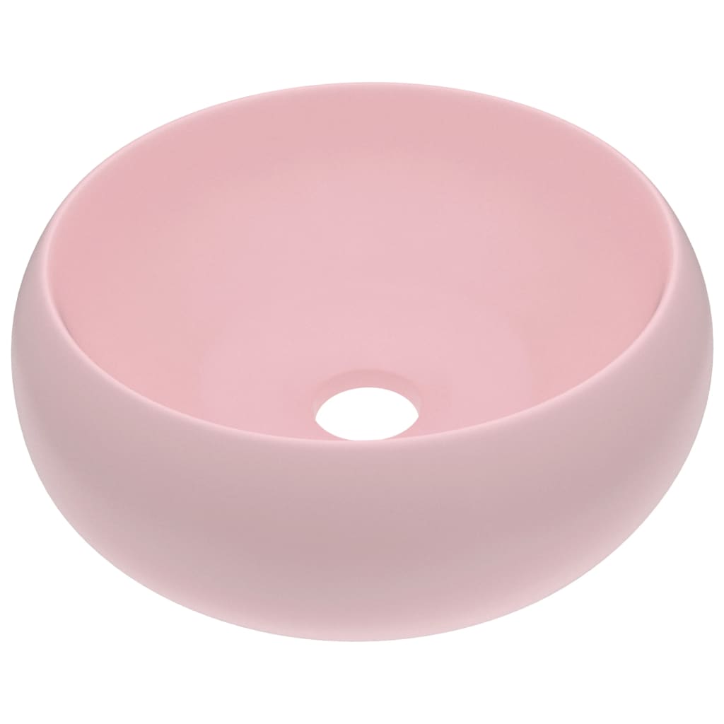 Luxury Wash Basin Round Matt Pink 40x15 cm Ceramic