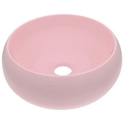 Luxury Wash Basin Round Matt Pink 40x15 cm Ceramic