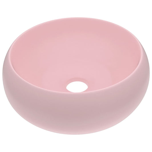 Luxury Wash Basin Round Matt Pink 40x15 cm Ceramic