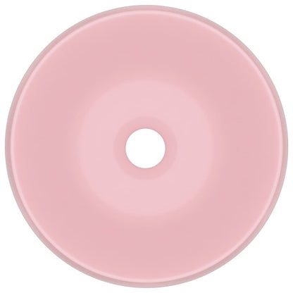 Luxury Wash Basin Round Matt Pink 40x15 cm Ceramic