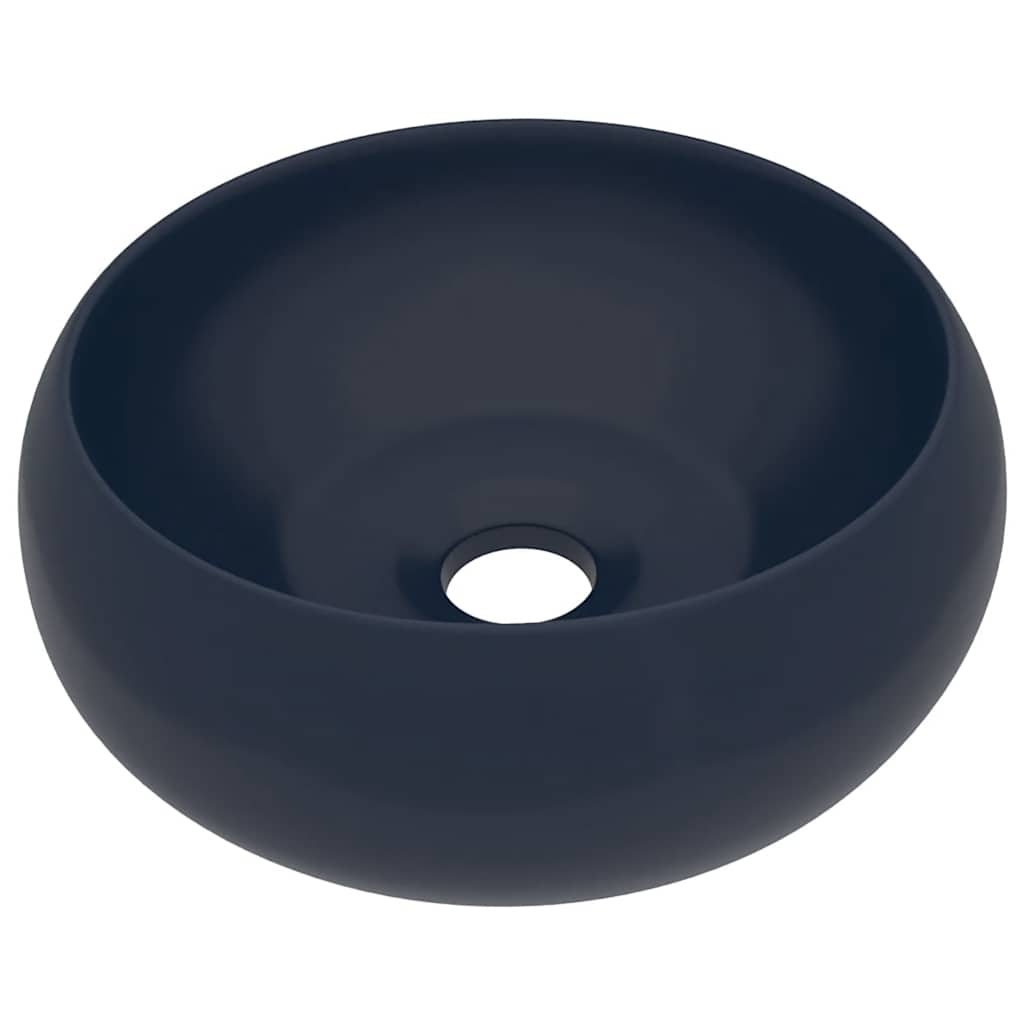 Luxury Wash Basin Round Matt Dark Blue 40x15 cm Ceramic