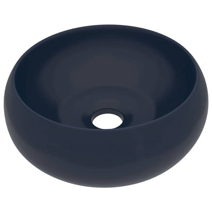Luxury Wash Basin Round Matt Dark Blue 40x15 cm Ceramic