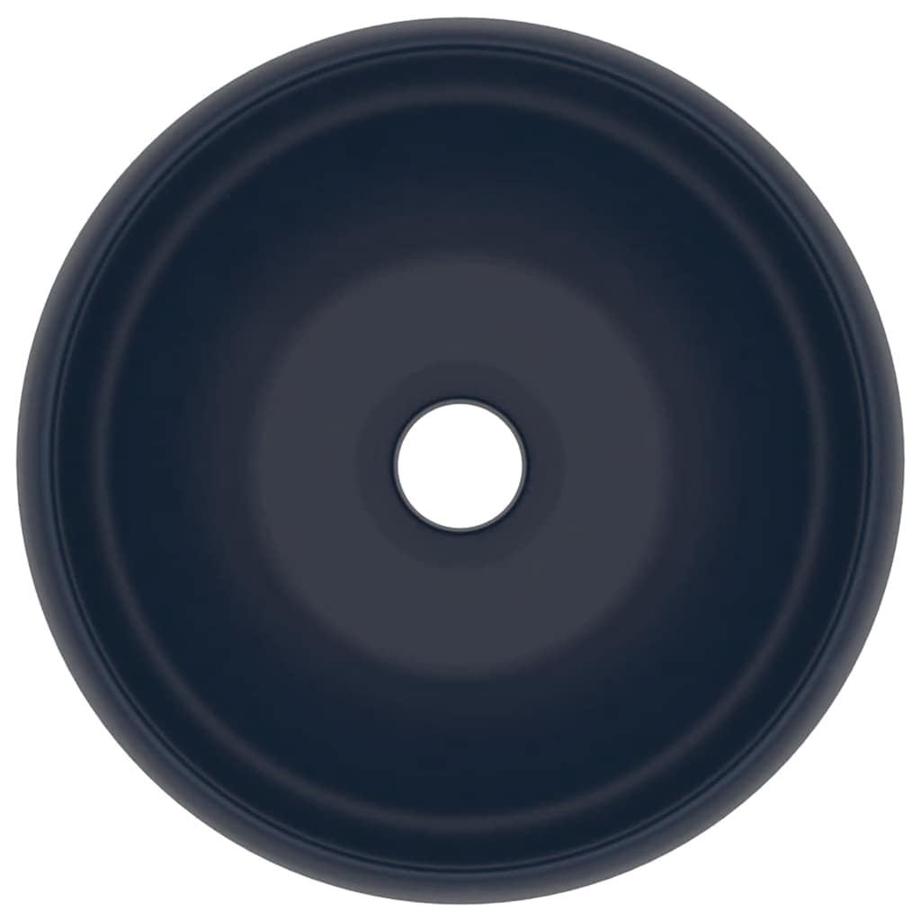 Luxury Wash Basin Round Matt Dark Blue 40x15 cm Ceramic