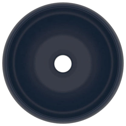 Luxury Wash Basin Round Matt Dark Blue 40x15 cm Ceramic