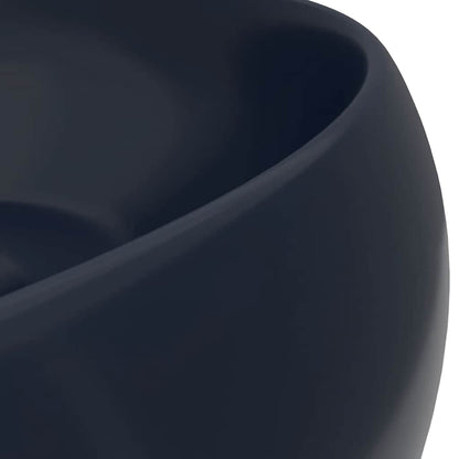 Luxury Wash Basin Round Matt Dark Blue 40x15 cm Ceramic