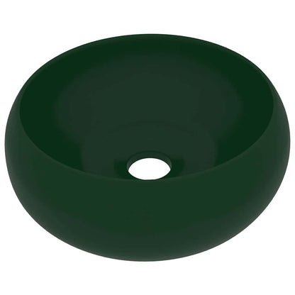 Luxury Wash Basin Round Matt Dark Green 40x15 cm Ceramic