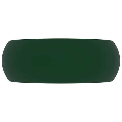 Luxury Wash Basin Round Matt Dark Green 40x15 cm Ceramic