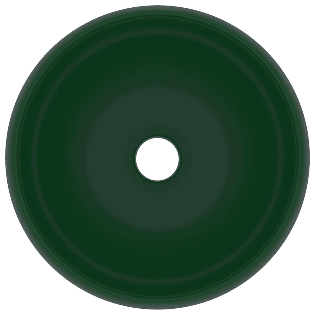 Luxury Wash Basin Round Matt Dark Green 40x15 cm Ceramic