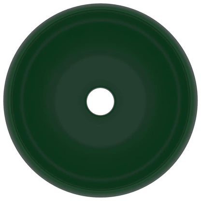 Luxury Wash Basin Round Matt Dark Green 40x15 cm Ceramic