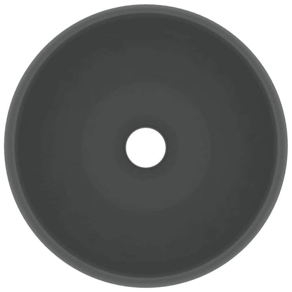 Luxury Wash Basin Round Matt Dark Grey 40x15 cm Ceramic