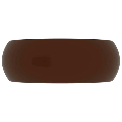 Luxury Wash Basin Round Matt Dark Brown 40x15 cm Ceramic