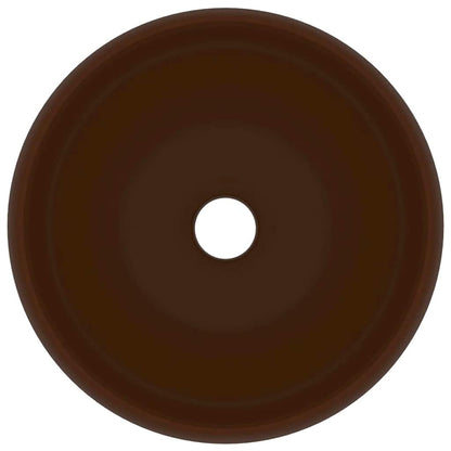 Luxury Wash Basin Round Matt Dark Brown 40x15 cm Ceramic
