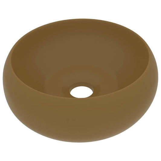 Luxury Wash Basin Round Matt Cream 40x15 cm Ceramic