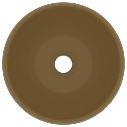 Luxury Wash Basin Round Matt Cream 40x15 cm Ceramic