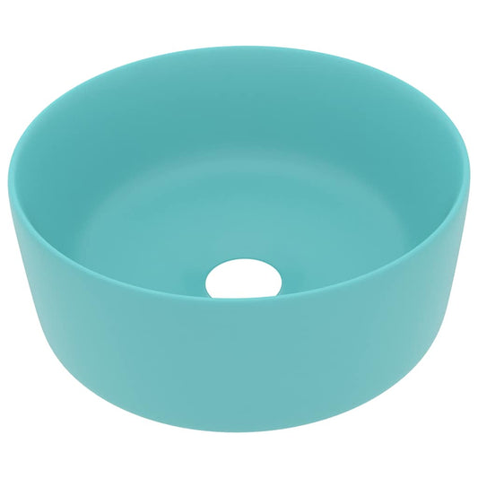 Luxury Wash Basin Round Matt Light Green 40x15 cm Ceramic