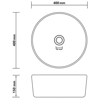 Luxury Wash Basin Round Matt Light Grey 40x15 cm Ceramic