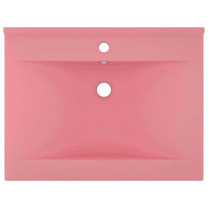 Luxury Basin with Faucet Hole Matt Pink 60x46 cm Ceramic