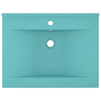Luxury Basin with Faucet Hole Matt Light Green 60x46 cm Ceramic