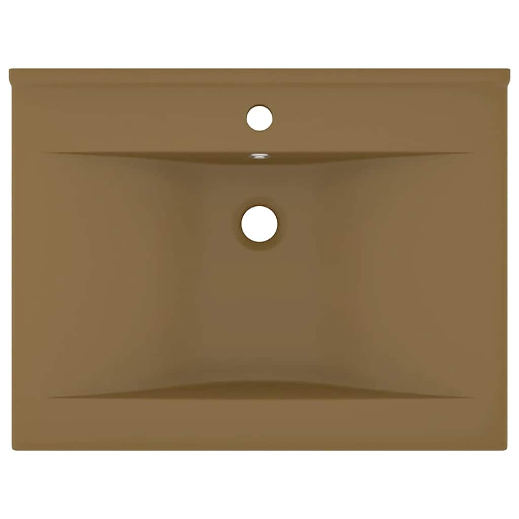 Luxury Basin with Faucet Hole Matt Cream 60x46 cm Ceramic