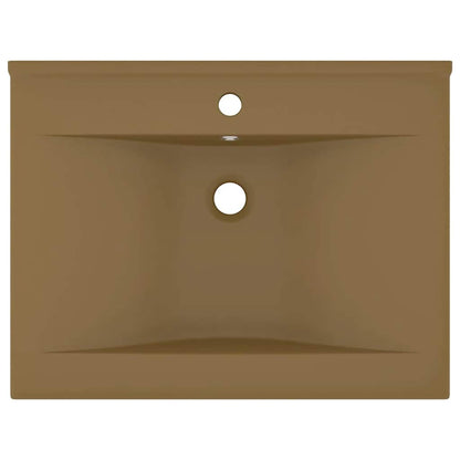 Luxury Basin with Faucet Hole Matt Cream 60x46 cm Ceramic
