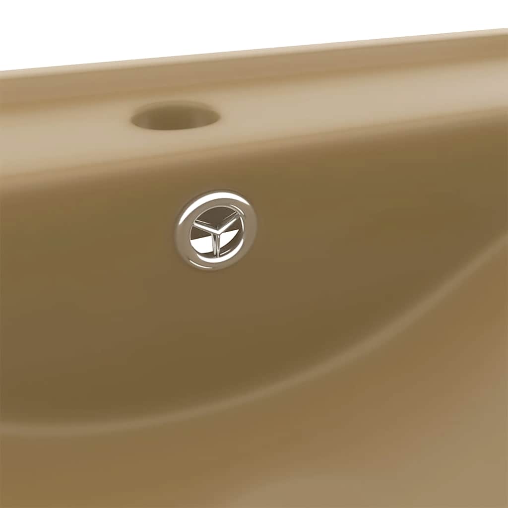 Luxury Basin with Faucet Hole Matt Cream 60x46 cm Ceramic