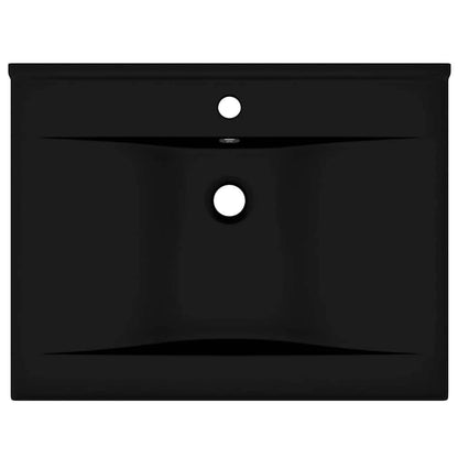 Luxury Basin with Faucet Hole Matt Black 60x46 cm Ceramic